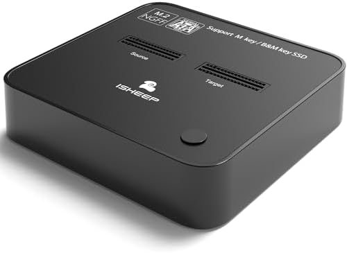 NVMe M.2 Clone SSD Gehäuse 20Gbps USB 3.2 Gen2, Dual Bay M.2 NVMe Docking Station mit Offline Klonen für schnellen PC-Upgrade, Systemmigration & Datenbackup, kompatibel mit 2230/2242/2260/2280