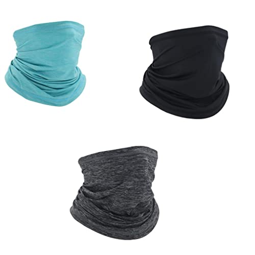 LATRAT 3 pezzi di copertura del collo multifunzionale fascia elastica resistente ai raggi UV per sport all'aria aperta, yoga, corsa, trekking, ciclismo, e altri sport all'aria aperta, Cielo, Nero,