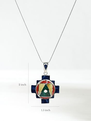 950 Sterling Silver Four Directions Totem Peruvian Chakana Pendant Necklace, Reversible, 2"4