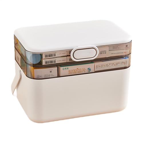 Generisk tre lager medicinlåda, flerskikts medicinkista | Bärbart husapotek, familj-medicin box | Läkemedelsskåp, avtagbar pillerarrangör för medicin