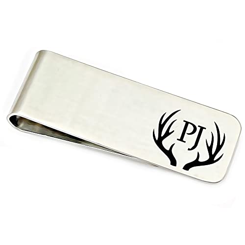 Antlers Money Clip Personalized Men's Wallet Initials Woodsman Deer Initials Money Wallet Personal Money Wallet Clip Dad Grandpa Antler Buck Antlers-Money #TOP18