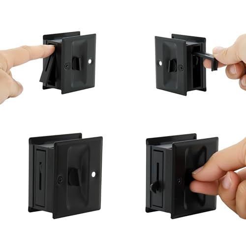 Privacy Sliding Door Lock with Pull, Solid Brass Pocket Door Privacy Lock, 2-3/4”x2-1/2”, for 1-3/8” Thickness Door, Matte Black, 2 Pack by SUNTAI - Image 5