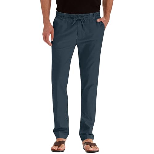 Pants for Men Drawstring Elastic Waist Casual Jogger Straight Leg Trousers Office Business Dress Pants