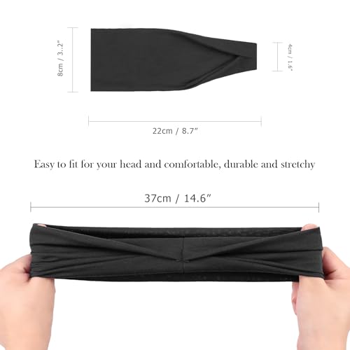 Image of DRESHOW 6 Pack Yoga Sports Headbands for Women Elastic Non-Slip Headbands Running Workout Hair Bands