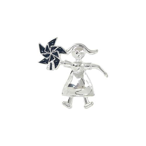 Fundraising For A Cause | Child Abuse Pinwheel Pin – Girl Holding Pinwheel for Child Abuse Awareness, Gift-Giving, Fundraising and More