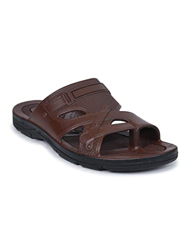 Image of AJANTA Men's PVC Sandal | Lightweight & Waterproof | Cross Strap | Open Toe Slipper for Indoor & Outdoor | Anti Skid Outsole for Firm Grip