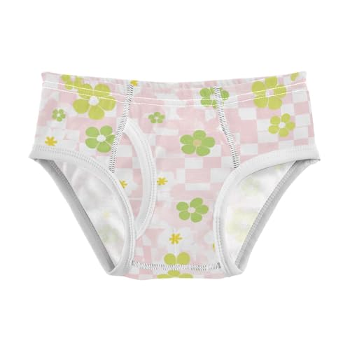 KLL Pink White Check Cute Little Boys Pure Cotton Underwear Breathable Children Panties