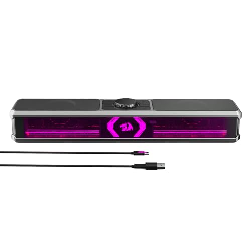 Redragon Computer Speakers PC Speakers Stereo Desktop Sound-bar for Computer Desktop Laptop Monitor PC Pad Cellphone Bluetooth & USB Input GS524