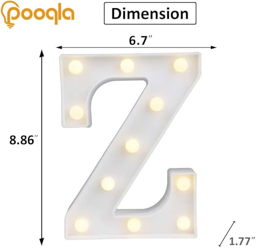 Image of Pooqla LED Marquee Letter Lights, Warm White and Cool White Decorative Lighted Letters, Light Up Alphabet Letters for Boys Girls, Party, Wedding, Bar, Night Light, Birthday Decoration, Letter Z