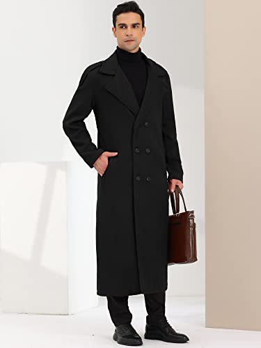 Image of Lars Amadeus Men's Winter Pea Coat Notch Lapel Double Breasted Solid Color Overcoat