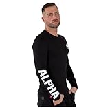alpha vintage 1965 DETALLE 2: Cuello redondo Alpha Industries Camiseta de Manga Larga Basic T para Hombre Vintage Grey