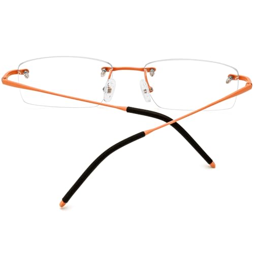 Image of Titanium Glasses Frame,Rimless Optical Eyewear Eyeglasses for Men and Women