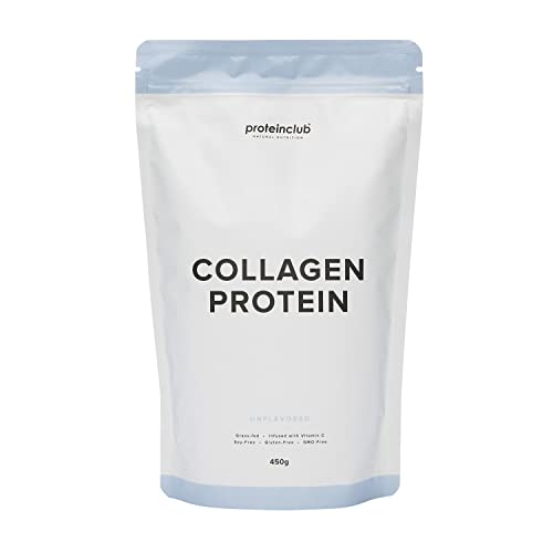 proteinclub Collagen Protein Hydrolysat Pulver aus Weidehaltung & Grasfütterung | + Vitamin C | Geschmacksneutral | Nahrungsergänzungsmittel | Ohne Zusatzstoffe | Gluten- & Laktosefrei | 450g