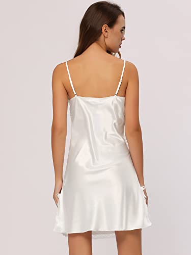 cheibear Womens Satin Lingerie Pajama Dress Camisole Silky Mini Chemise Lounge Bride Slip Nightgowns3