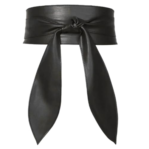 Genuine Leather Obi Belt for Women - Obi Belt Fashion Wrap Around Wide Waistband Knotted Belt for Dress