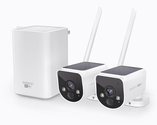 Swann MaxRanger 4K Wireless NVR Security System 2-Cam, Cameras with Solar Panels, Longest Range Wi-Fi Outdoor, Person Vehicle Detection, Color Night Vision, Wire Free, Local Storage, No Monthly Fee