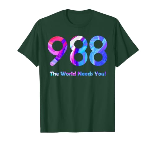 988 Suicide Prevention Stay Tomorrow Needs You Mental Health T-Shirt, Men, Dark Green, Small