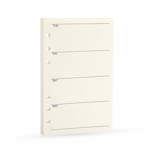 Spiral Notebook Refill Weekly Planner Refill Undated 6 Hole Insert Paper for Filofax 100gsm Quality 45sheets/90pages-Harphia (A6 3.74 x 6.77 Weekly)