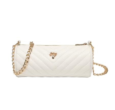 Bolsa vintage com alça superior Hobo, bolsa de ombro e barril, Branco, Bolsas de mão