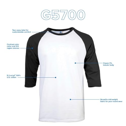 Gildan Adult Heavy Cotton 3/4 Raglan T-Shirt, Style G5700, 2-Pack4