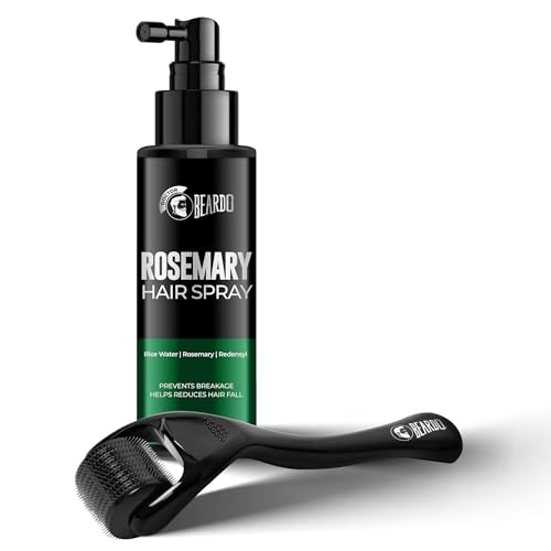 Image of Beardo Rosemary Hair Spray & Derma Roller For Hair Growth |Redensyl & Rice Water | Activates Natural Hair Growth, Reduces Hair Fall & Breakage | Strengthens Roots | Non-Sticky Daily Hair Tonic for Men