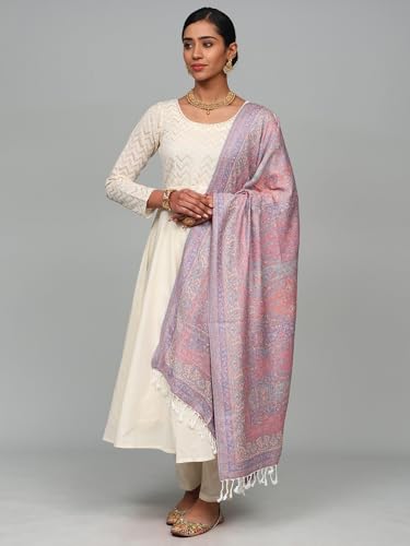 Women's Reversible Acrylic Stole with Woven Giant Paisley Flowers Weave Design Shawl Scarves for Girl3