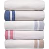 Linteum Textile Cotton Blend Hospital Bath Blanket - Twin Size 70x90 Inch Lightweight Sheet Blanket (White With Pink Stripes) - View #2