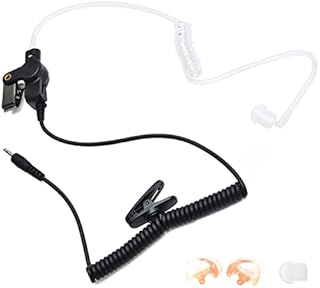 Receiver/Listen Only 2.5mm Surveillance Headset Earpiece with Clear Acoustic Coil Tube and One Pair Medium Earmolds One Mushroom Earbud Ear Tip for Icom Yaesu Ham Radio