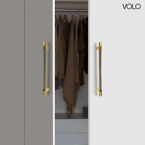 Image of VOLO Wardrobe Cabinet Handle - Sleek Pull Handle for Drawers, Wardrobes, Sliding Doors, and Cabinets in Kitchen, Bedroom, and Office (R-241) (1, Antique Gold, 288MM (12 Inch))