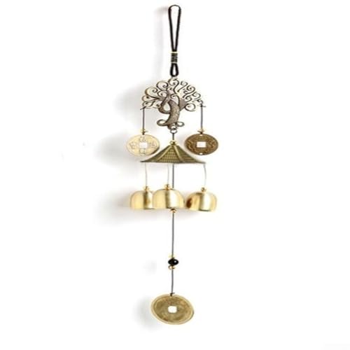 Campanelli a vento in legno e lega di rame progettati per uso domestico e giardino, emettendo suoni dolci e lenitivi della campana