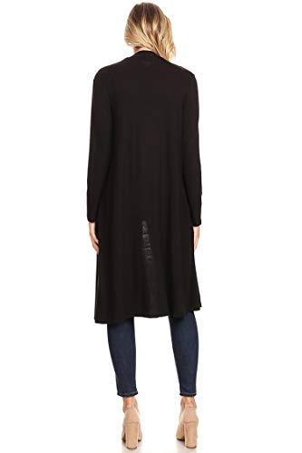 Women's Solid Casual Basic Comfy Office Loose Fit Pockets Knee Length Sweater Cardigan4