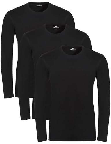 Lower East Basic Rundhals Langarm-Shirts für Herren 3er I 5er Pack aus 100% Baumwolle I Herren Longsleeve in vielen Farben