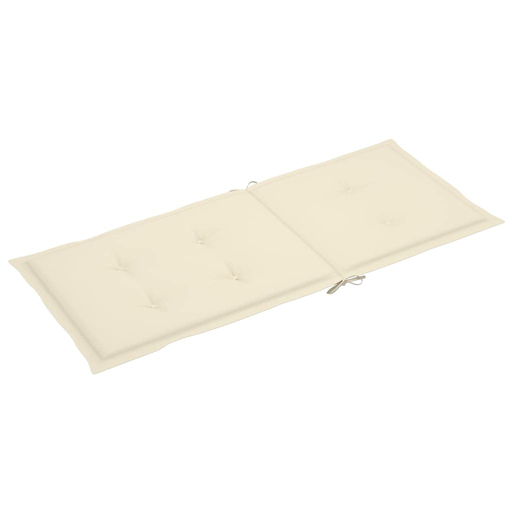 Cuscini per sedia da giardino, 2 pezzi, per sedie a sdraio con schienale alto, design universale, per interni ed esterni, balcone, terrazza, con 2 laccetti, color crema, 120 x 50 x 3 cm