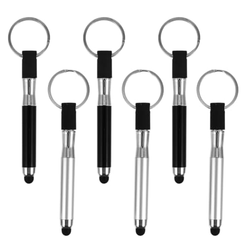 RAXLUPO Lot de 6 mini stylets universels 3 en 1 pour écran tactile, porte-clés, tablette, téléphone portable, compatible avec tous les smartphones, tablettes