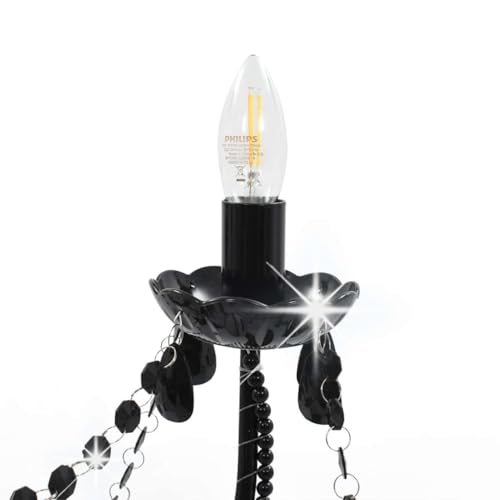 Lustre à perles noir 8 ampoules E14 plafonnier suspendu Solivagant - 7