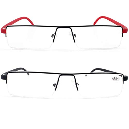 KoKoBin Ultralight TR90 Reading Glasses Men Women Classic Metal Visual Aid Half Glasses Slim Style Glasses Reading Aid with Case and Glasses Cleaning Cloth - Image 3