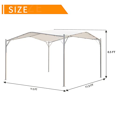 Joyside 11.5FT x 11.5FT Pergola for Outdoor, Patio Gazebo with Metal Frame and Top Canopy, Backyard Sun Shelter with Sun Shade on Top, Pergola with Sturdy Structure for Lawn, Cream