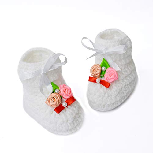 Image of Crochet baby booties Baby shoes - White (6 to 12 Months)