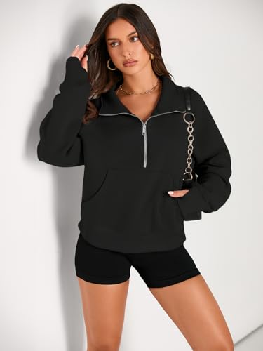 Image of AUTOMET Womens Sweatshirts Half Zip Cropped Pullover Fleece Quarter Zipper Hoodies 2026 Fall Fashion Outfits Clothes