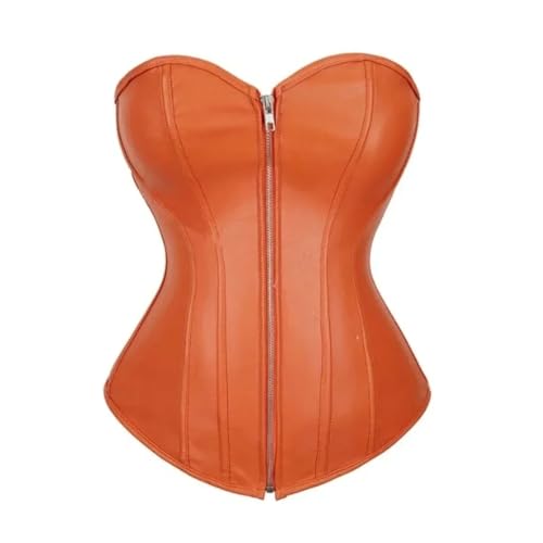 Corset moulant en cuir synthétique orange taille L pour femme
