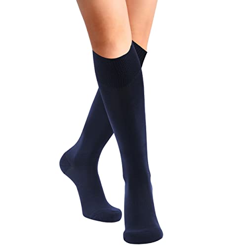 Footplus Blue Soccer Baseball Socks, Unisex Over Knee High Solid Team Sports Volleyball Softball Hockey Socks For Men 8-12,2 Pairs Navy Blue,Large #TOP5