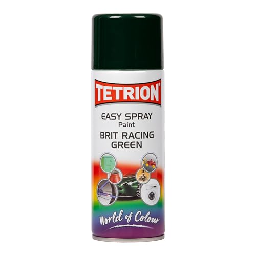 Image of Tetrion Easy Spray Paint - Brit Racing Green 400ml - Acrylic Spray for Wood, Metal, Plastic, Ceramic & More, Long Lasting, Smooth Finish - Indoor & Outdoor Use, 13.5 Oz