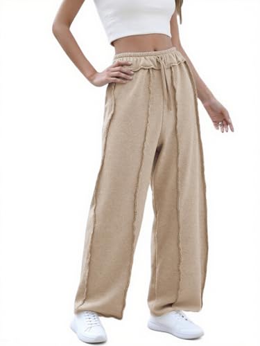 Bankeng Womens Baggy Wide Leg Pants Casual Palazzo Pants Drawstring Waisted Lounge Sweatpants with Pockets