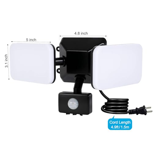Haian Support Waterproof Plug-In Motion Sensor Light Outdoor - 20W 5000K(Daylight) 1800Lm - Dual-Headed Led Security Light For Garage - Wall Mounted Pathway Lighting thumb #7