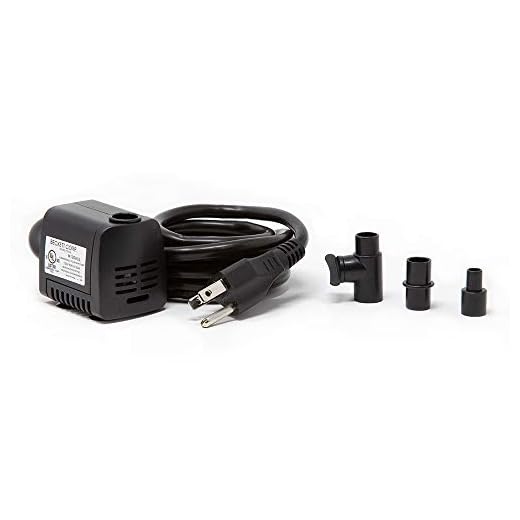 Beckett Corporation 160 GPH Submersible Pond Pump - Water Pump for Indoor/Outdoor Ponds, Fountains, Fish Tanks, Aquariums, and Waterfalls - 4.3' Max Fountain Height, Black