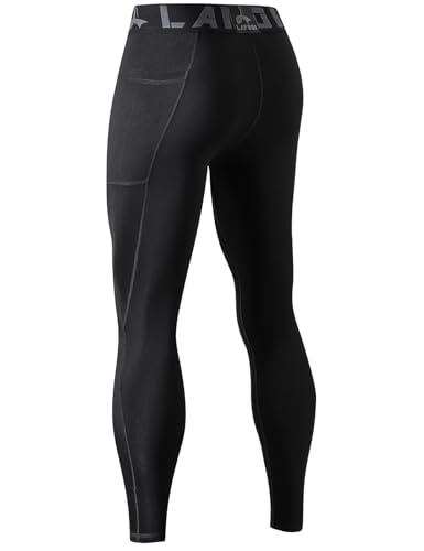 LAFROI Men's Thermal Fleece Winter Compression Tights Leggings Waistband with Pocket-MYSK014