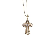 Genérico Colgante con cruz dorada (de una pieza) joyería de estilo religioso, moda, accesorio elegante para fiestas