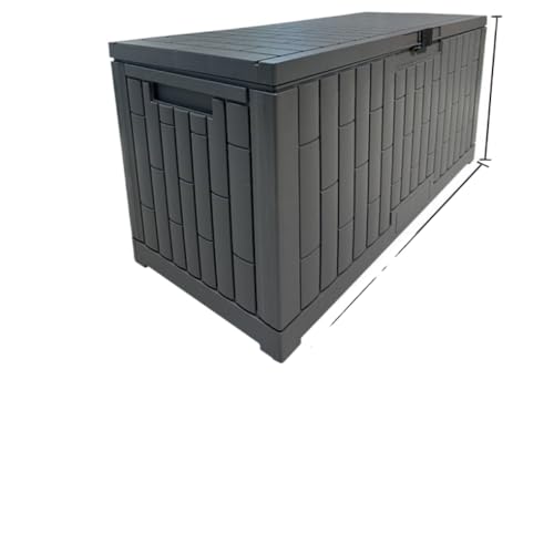 OGXN 収納庫 屋外物置 収納ボックス ゴミ箱 屋外ストッカー 樹脂製 置き配 キャスター付き 多サイズ選択可 防水 耐侯 防錆 紫外線対策 鍵穴付き 組立簡単 耐荷重 ガーデン 庭 ベランダ 倉庫 キャンプ 木目調 ブラウン (1355*580*650