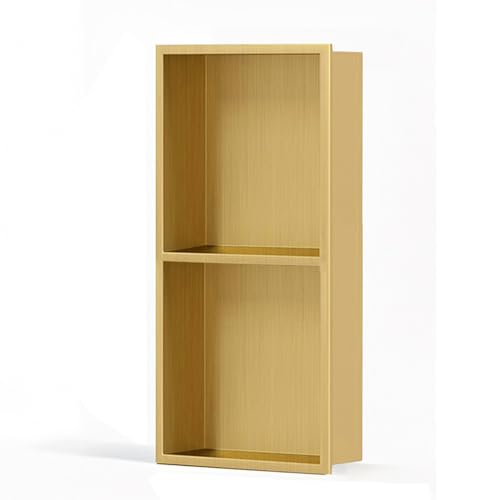 MHJKHG Shower Niche Brushed Stainless Steel Shower Niche Double Shelves Recessed Shower Wall Niche No Tile Needed Niche
