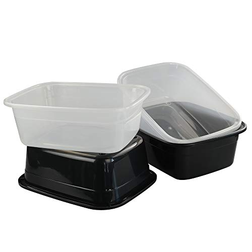 Eudokky Barreño Rectangular de Plástico, Negro y Transparente, Juego de 4